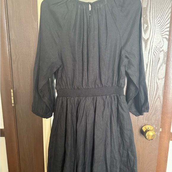 J. Crew Palmero Black Long Sleeve Linen Dress - Picture 6 of 7